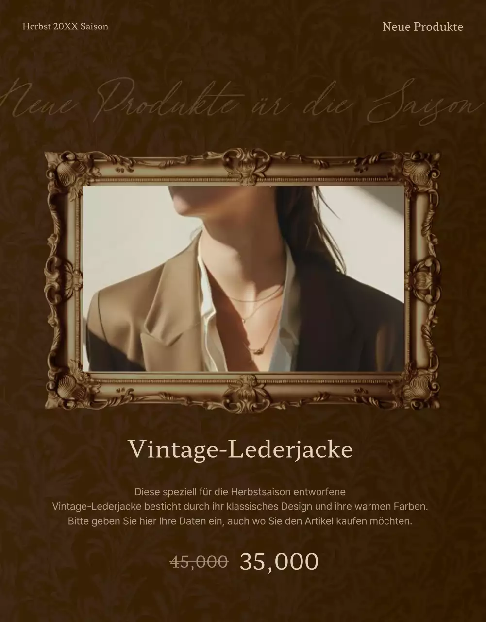 Förderung des Verkaufs von braunen, alten Modeartikeln