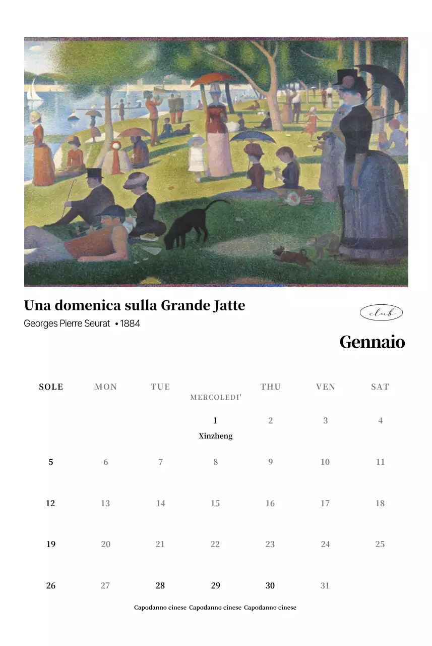 Calendario dell'arte classica
