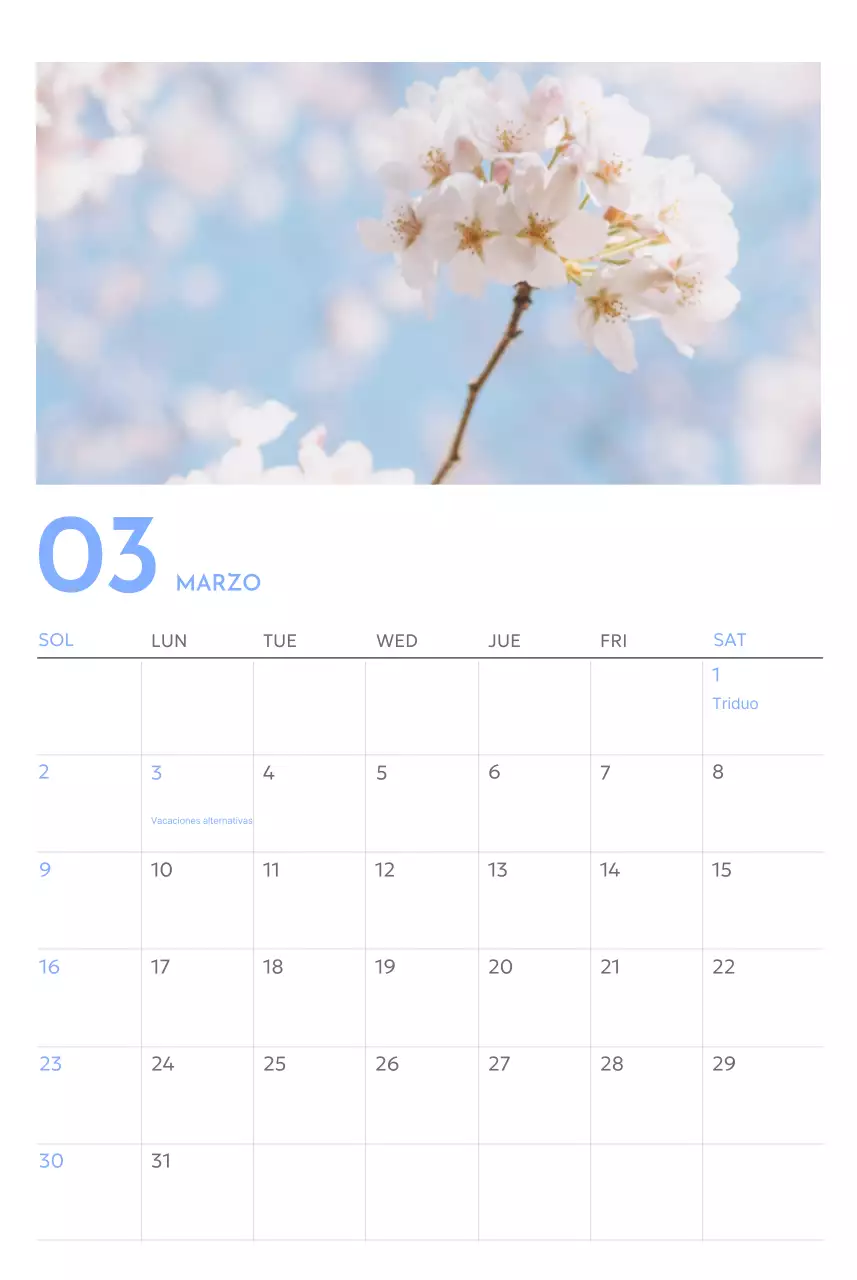 Calendario fotográfico de seguimiento de objetivos con un toque de azul