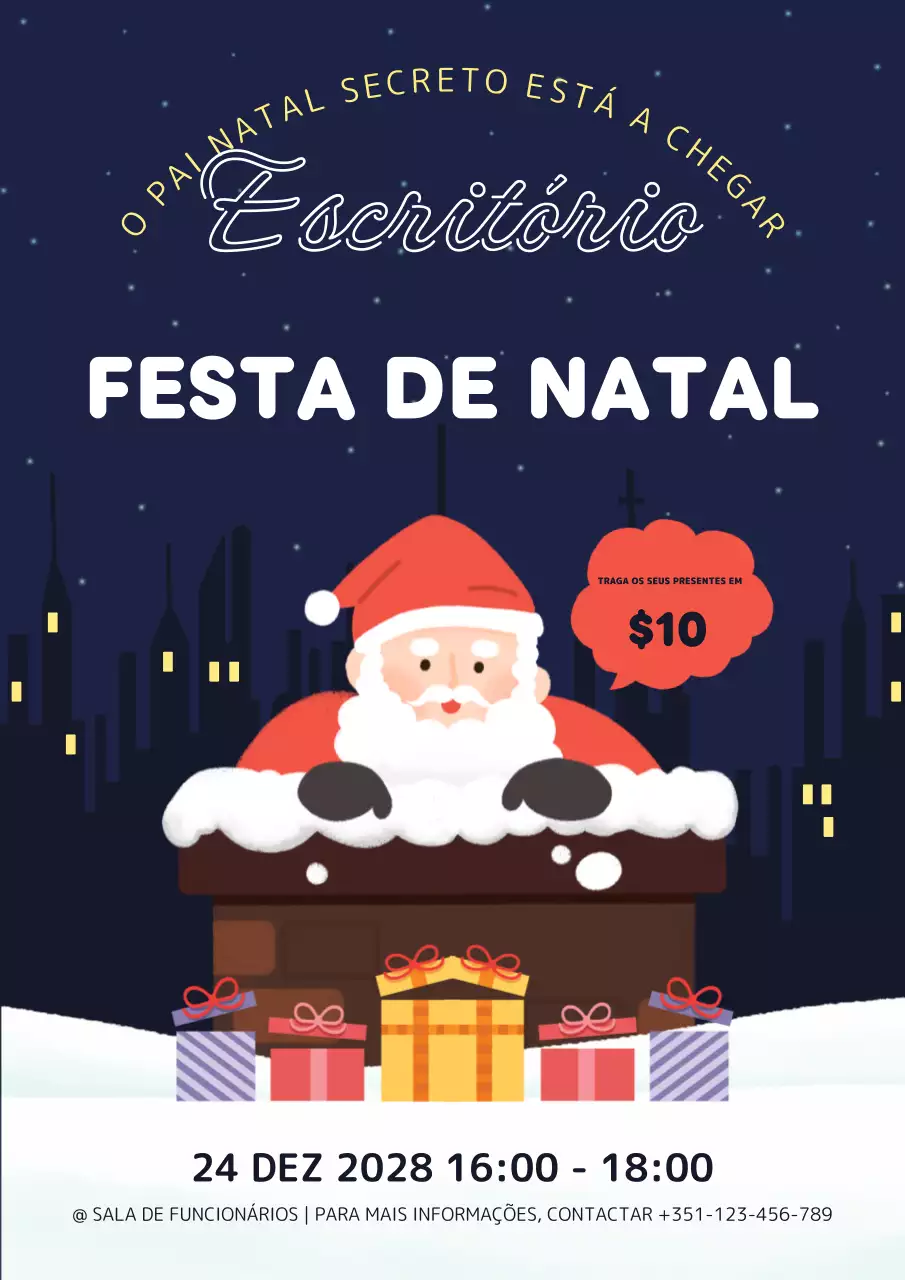 convite de Natal festivo em azul-marinho