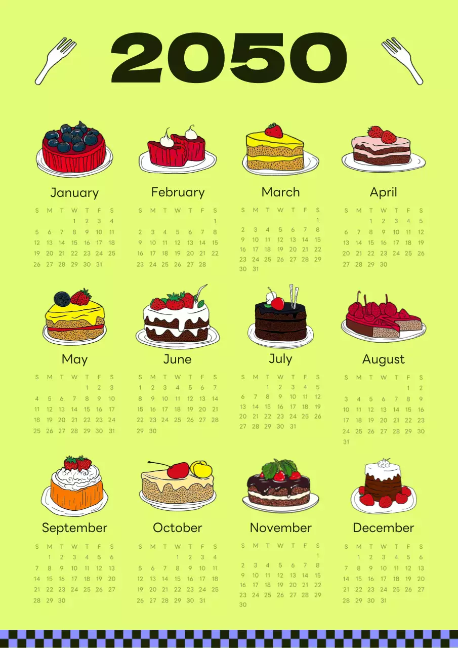 黄色 ポップ ケーキ カレンダー ポスター