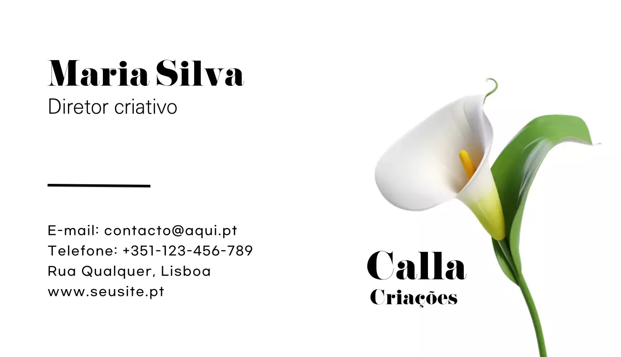 cartão de visita branco e elegante
