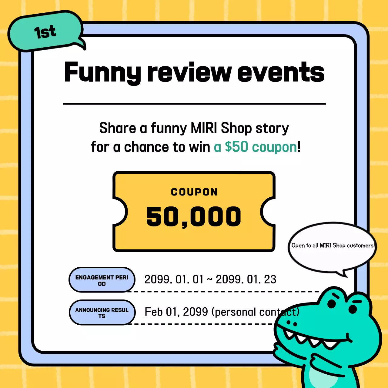 Promoção de revisão de quadrinhos amarelos Instagram Carousel