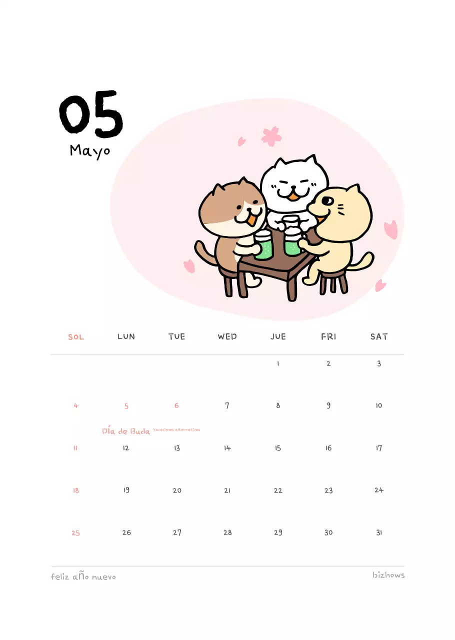 Calendario diario en marfil