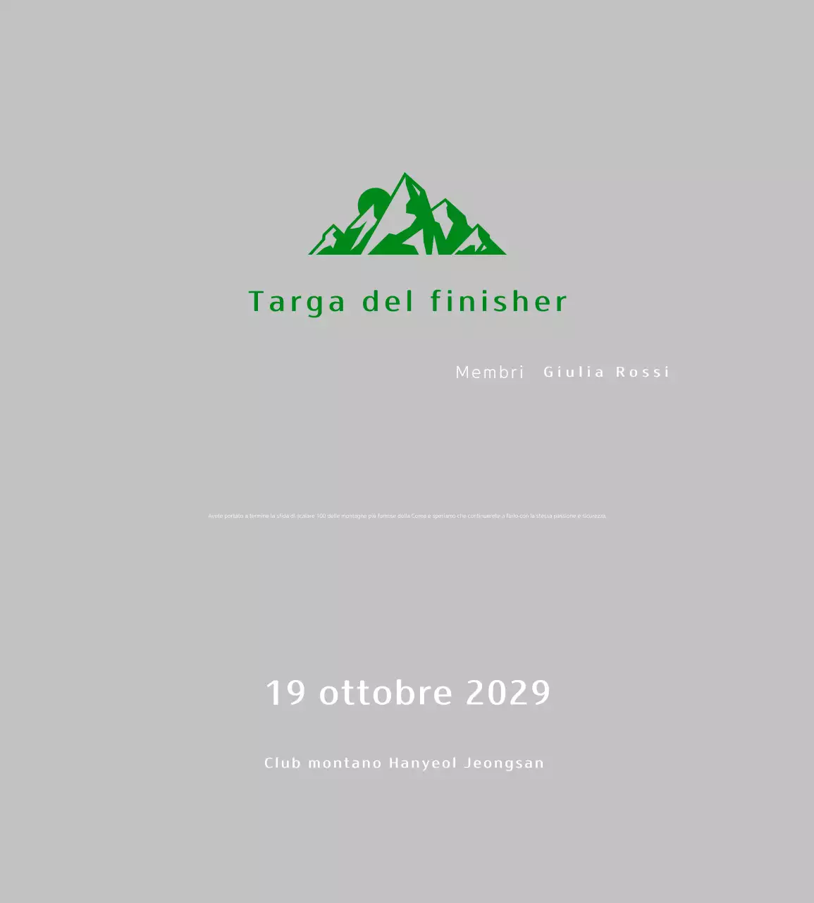 Targa verde di alpinismo semplice