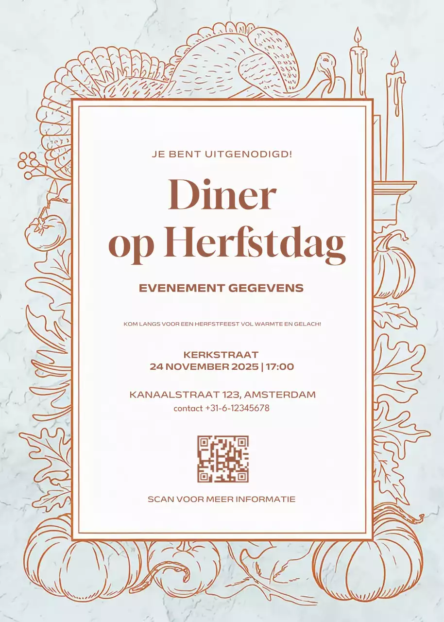 beige traditionele uitnodiging voor Thanksgiving