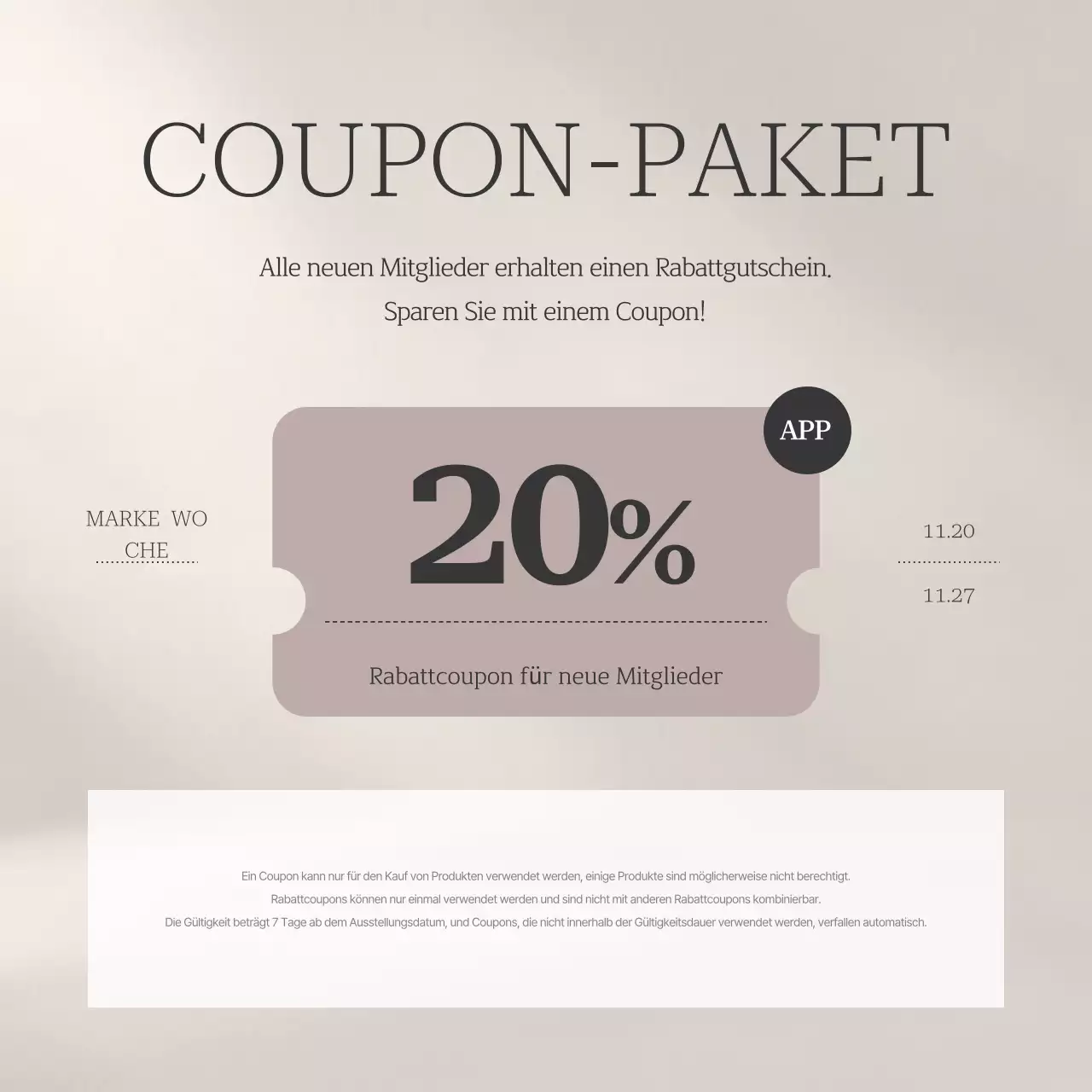 Einfache Markenmarketing-Anzeige in Beige