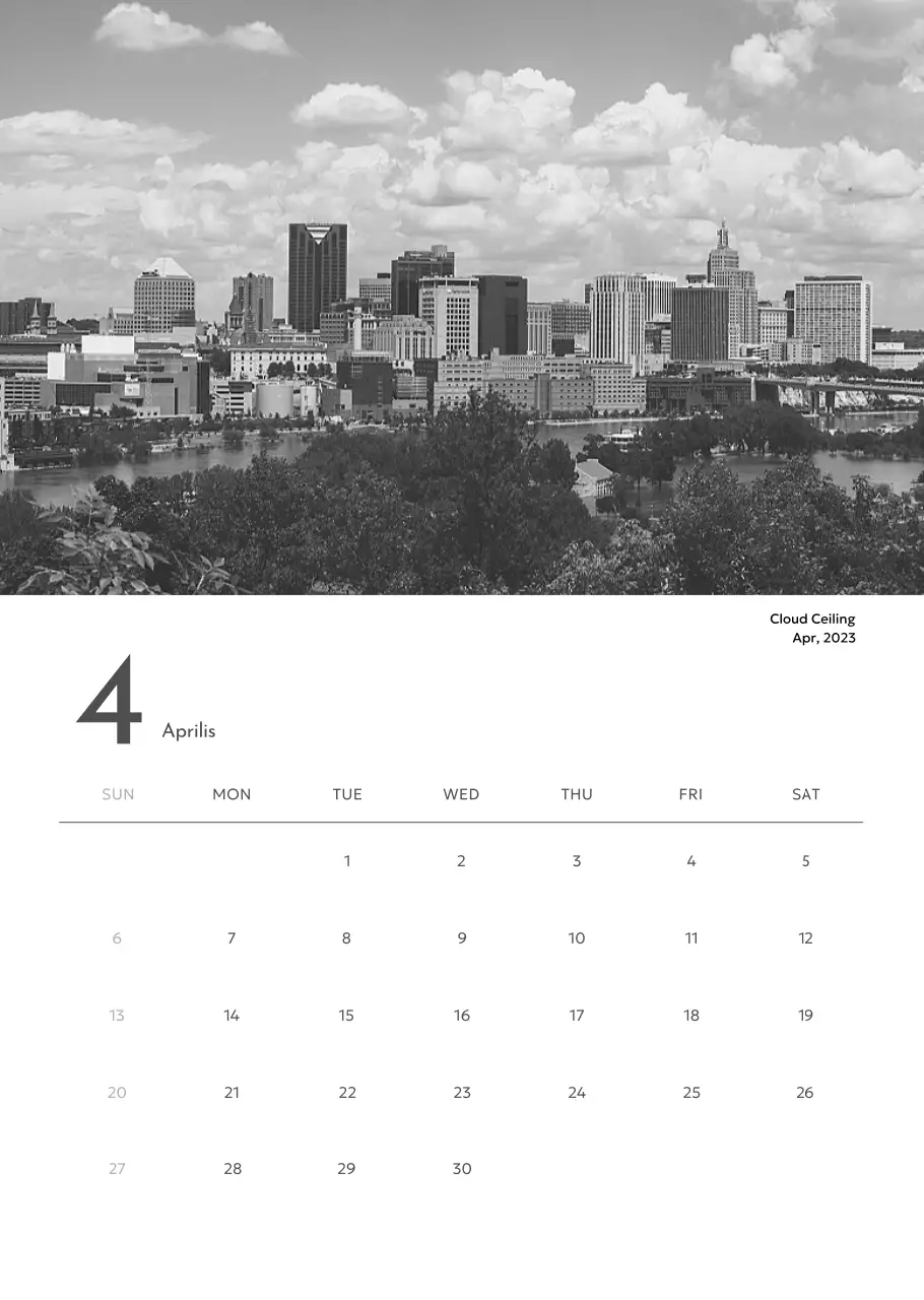 Kalender foto dengan nuansa perkotaan yang bersih