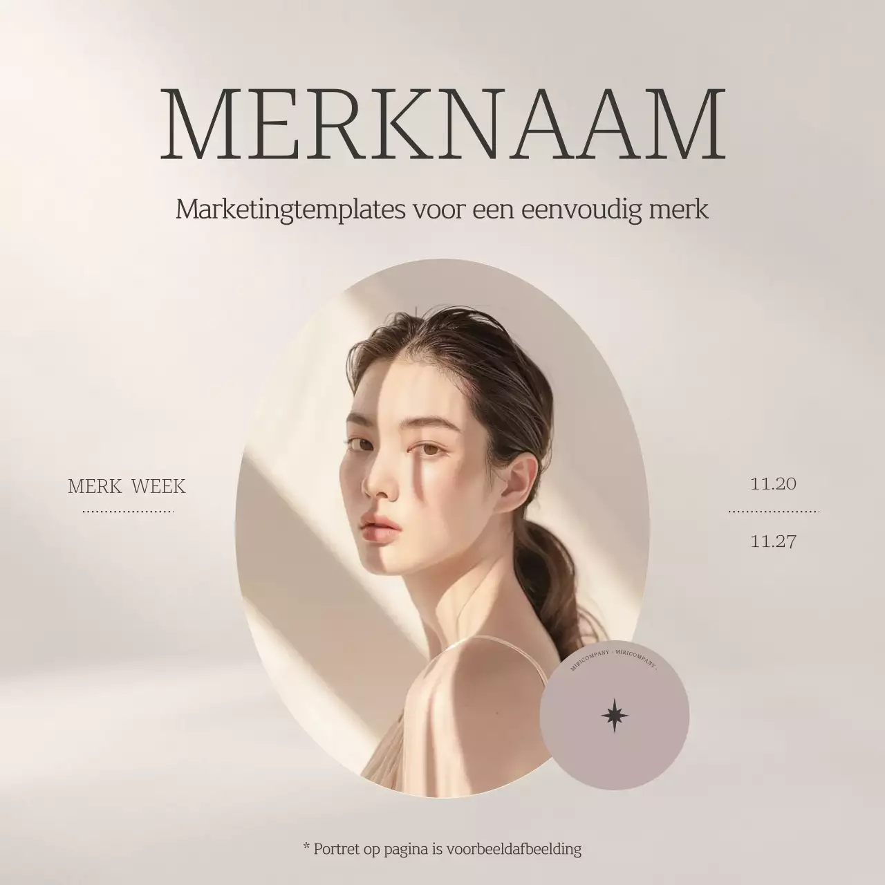 Eenvoudige merkmarketingadvertentie in beige