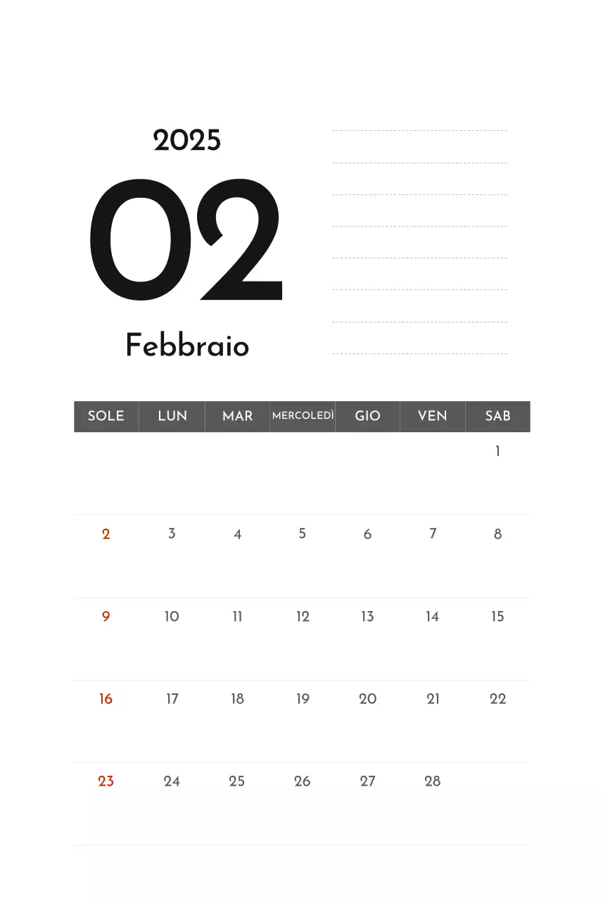 Calendario aziendale semplice grigio