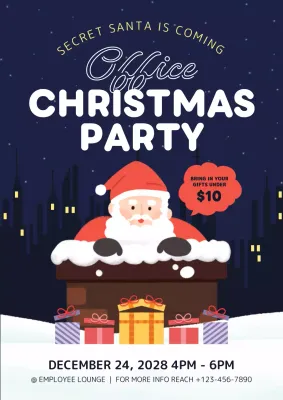 Navy Retro Christmas Party Invitation Poster