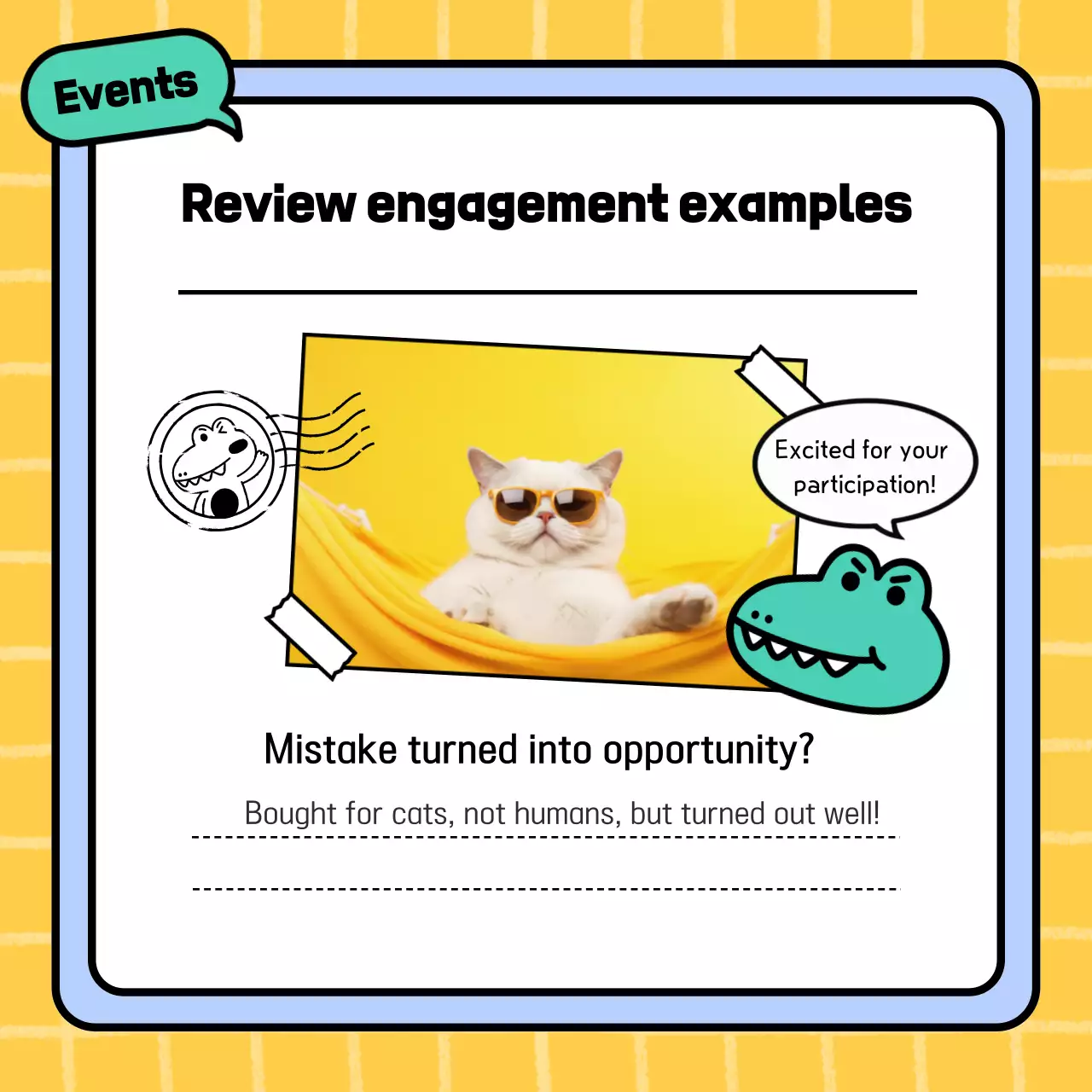 Promoção de revisão de quadrinhos amarelos Instagram Carousel