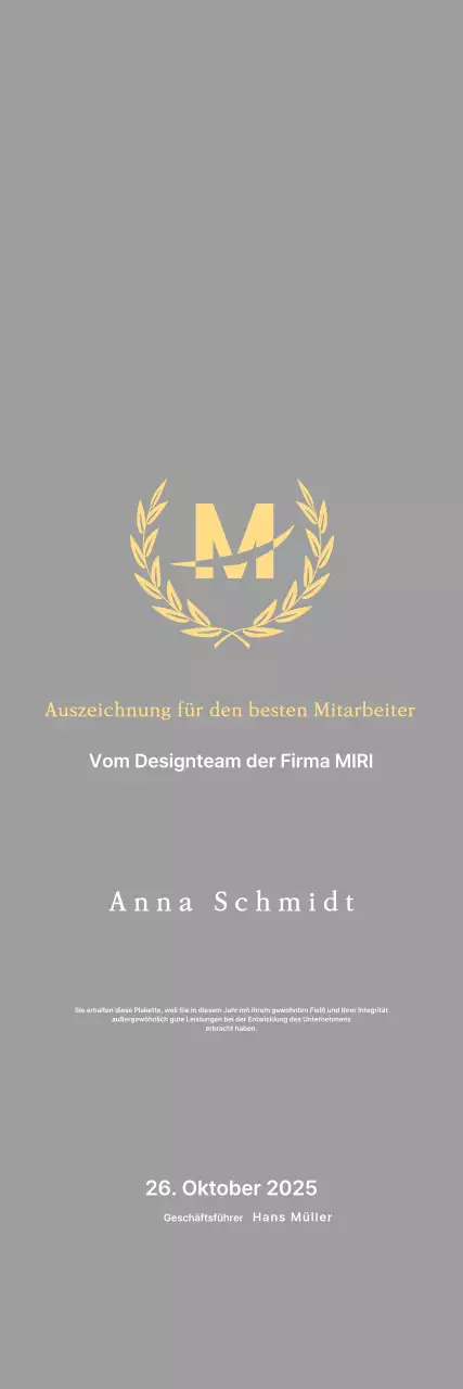 Gepflegte Listungstafel mit Lorbeeren