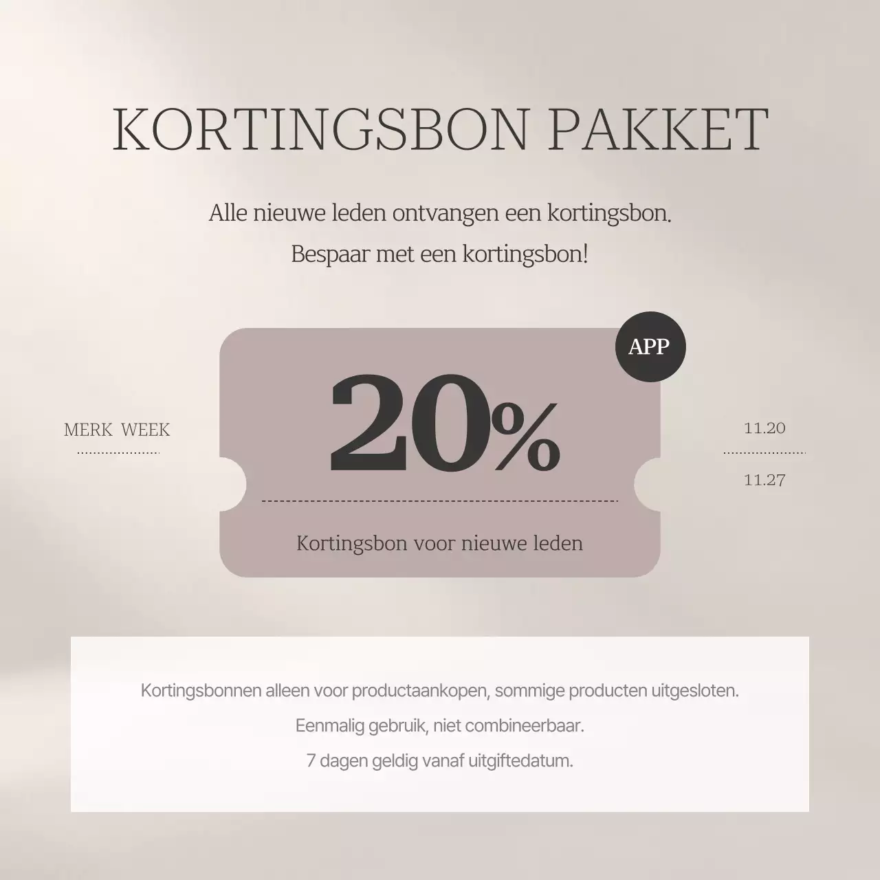 Eenvoudige merkmarketingadvertentie in beige