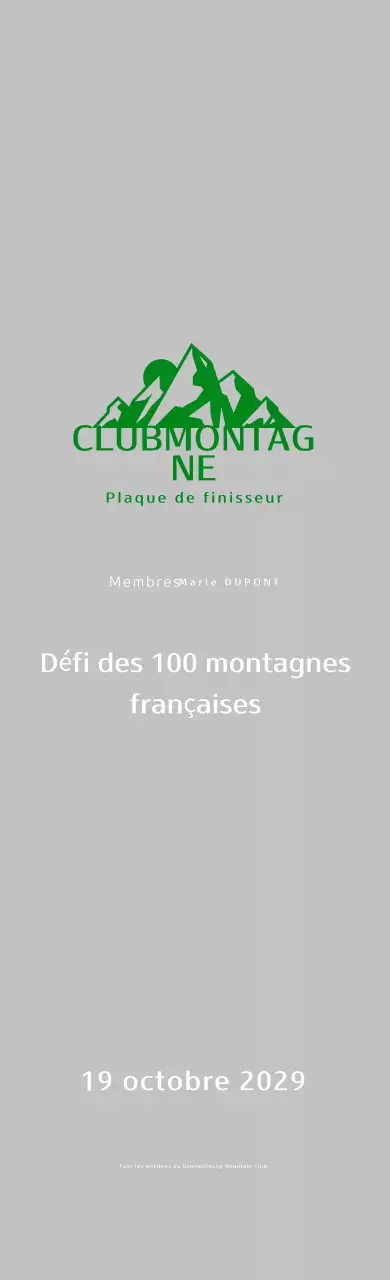 Plaque d'alpinisme simple verte