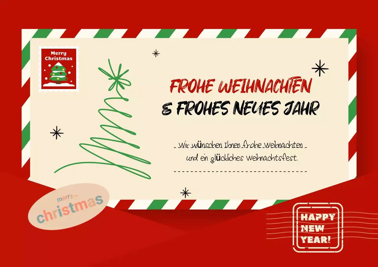 Eine süße Weihnachtskarte in Rot und Grün