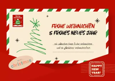 Eine süße Weihnachtskarte in Rot und Grün