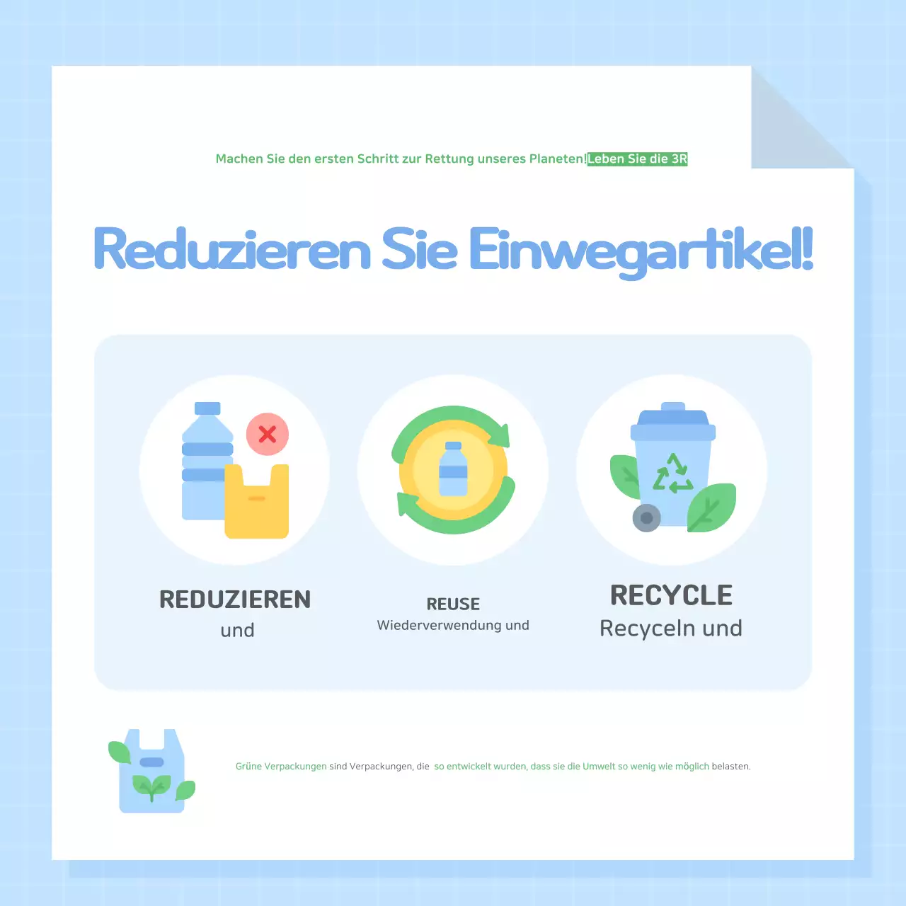 Hellblaue einfache Umweltschutzkampagne