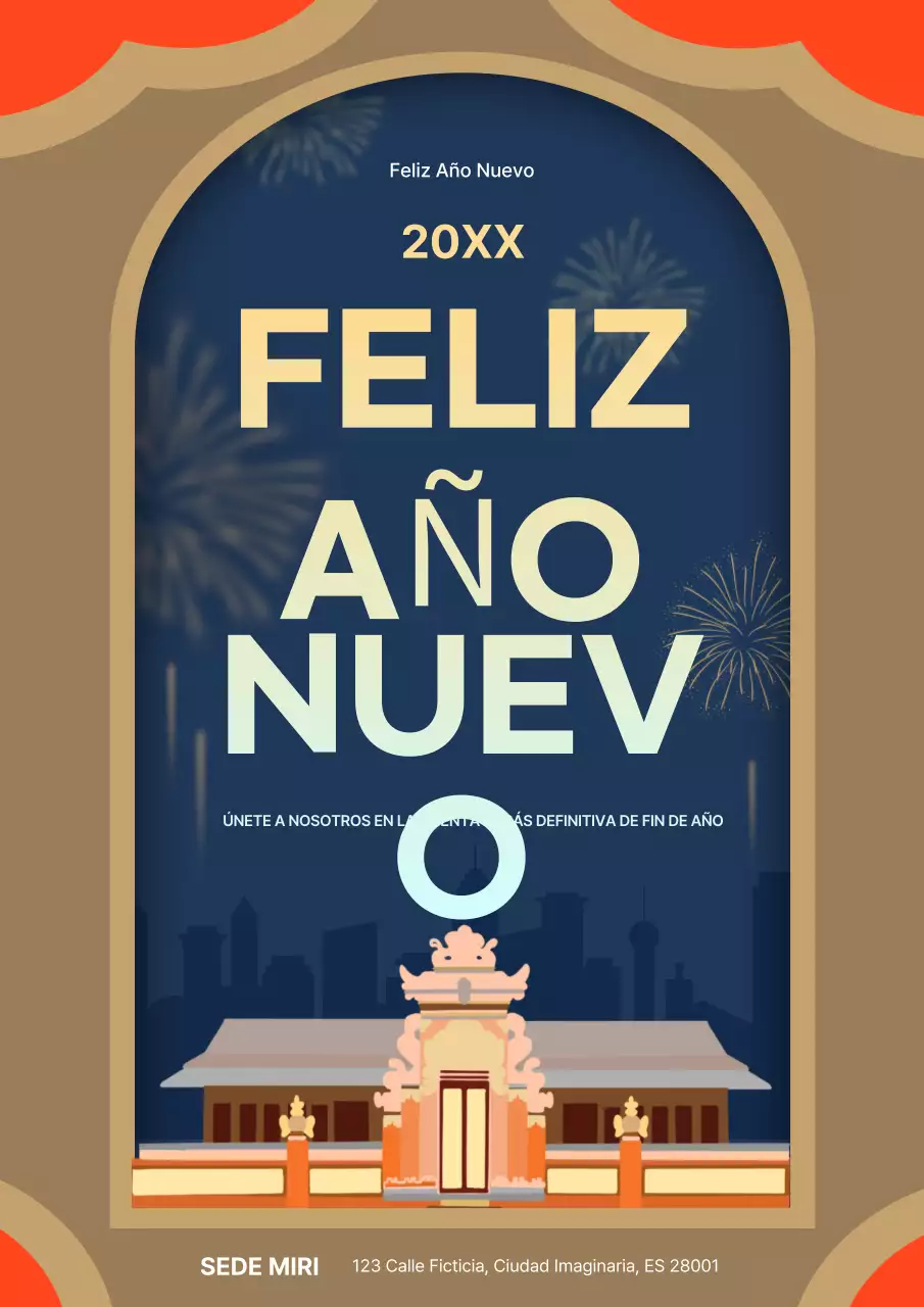 invitación tradicional naranja para el año nuevo