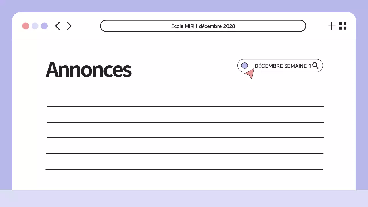 Présentation de l'agenda de la classe de l'illustration violette