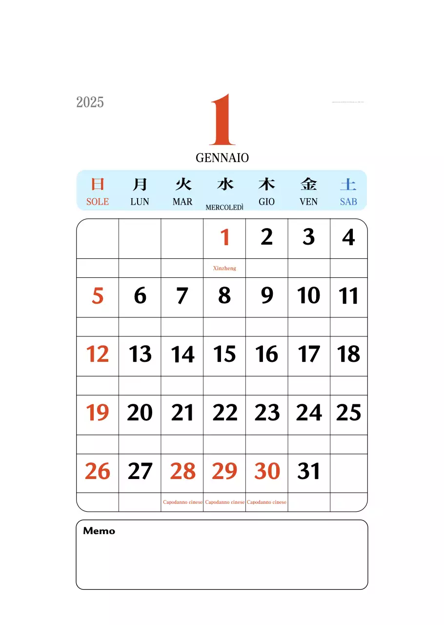 Calendario della memoria di concezione retrò in rosso