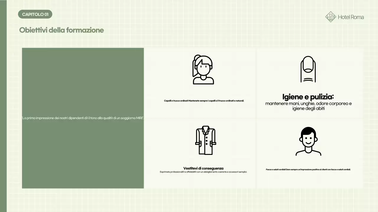 Formazione per il personale sul codice di abbigliamento kaki pulito e ordinato