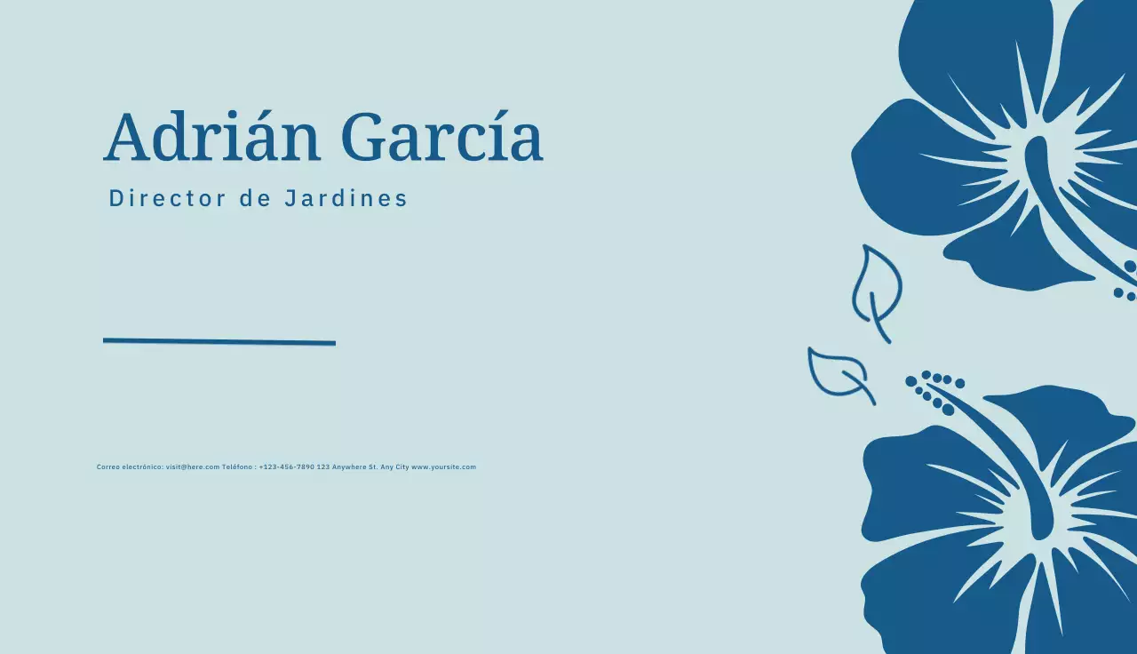 tarjeta de visita botánica azul