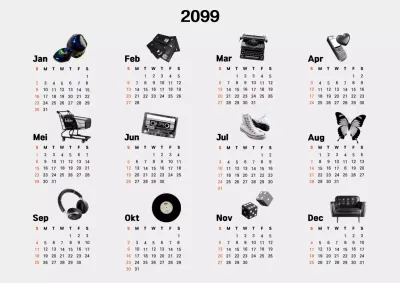 Zwart-wit retro rekwisieten 1 jaarkalender