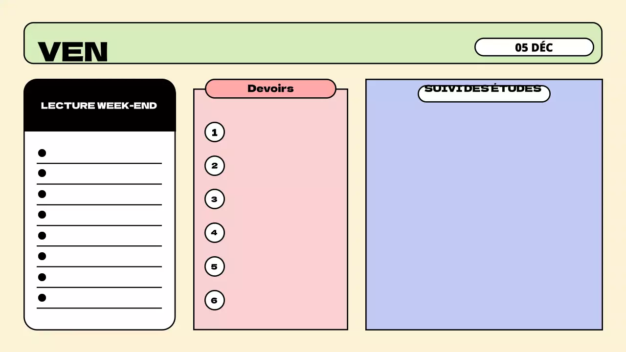 Présentation minimaliste de l'agenda de la classe aux couleurs pastel