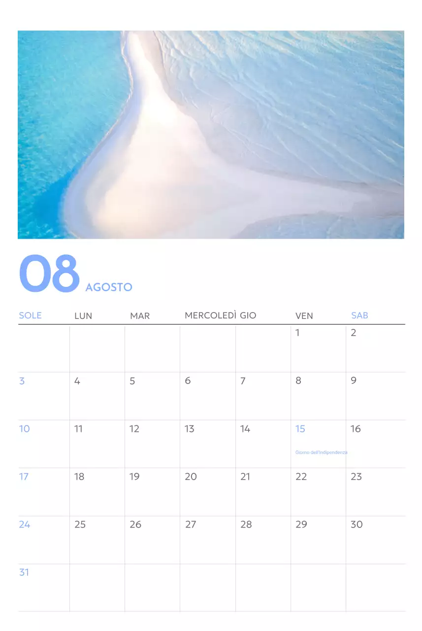 Calendario con foto tracciatore di obiettivi con un tocco di blu