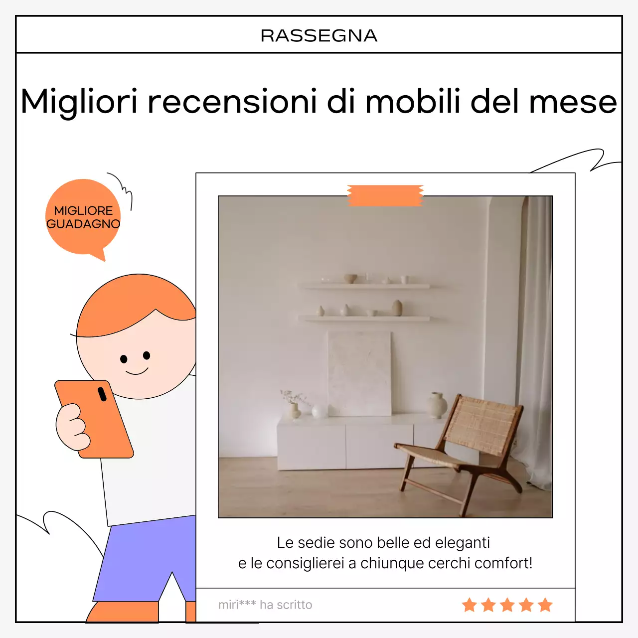 Una collezione kitsch di recensioni in arancione e nero