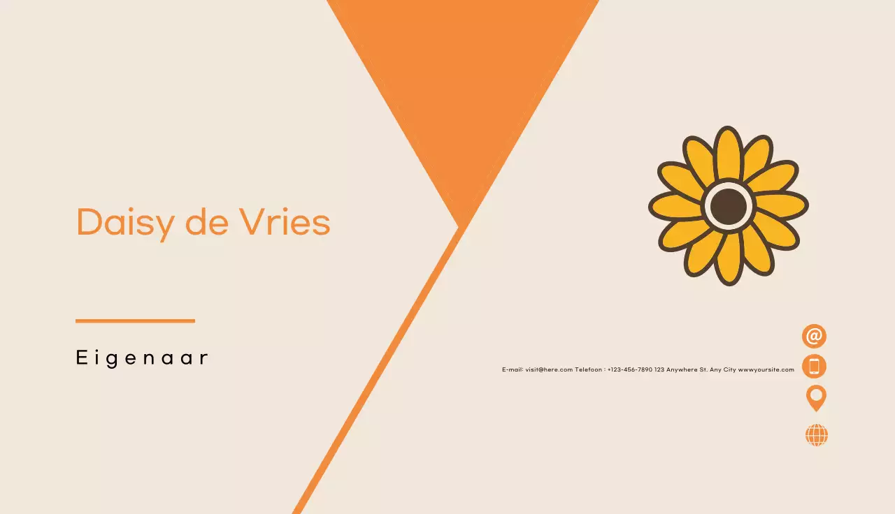 oranje modern visitekaartje