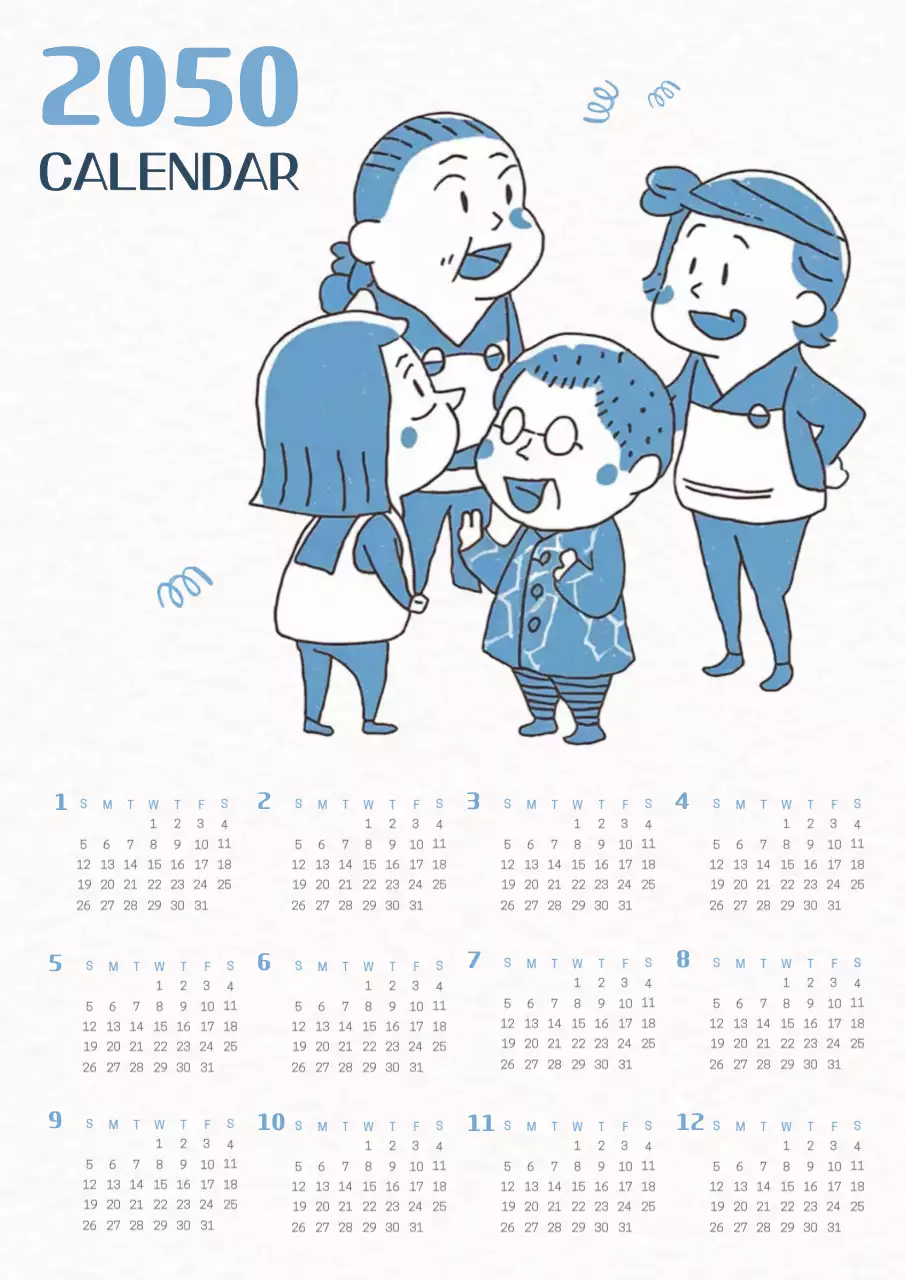 Kitschiger Buchstabenkalender in Blau und Elfenbein