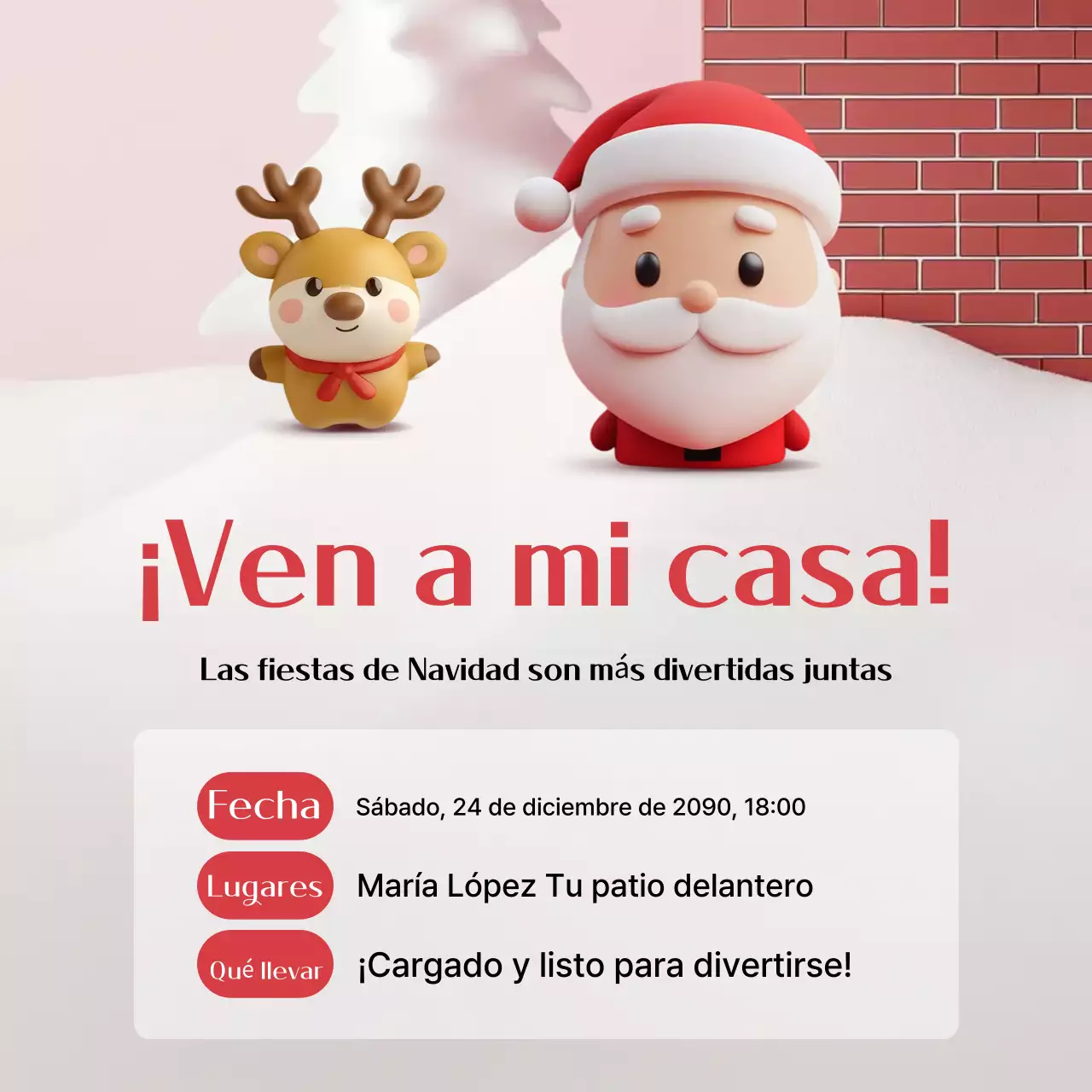 Invitación de Navidad en rojo