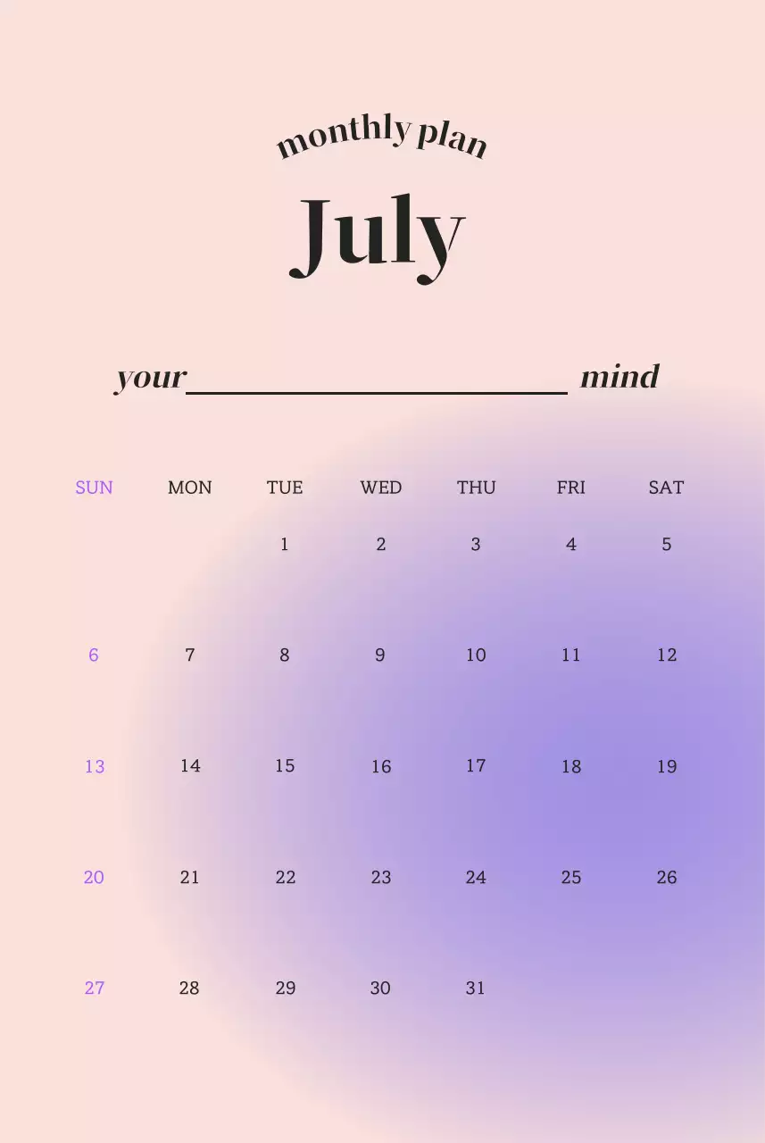 Kata-kata kalender minimalis gradien