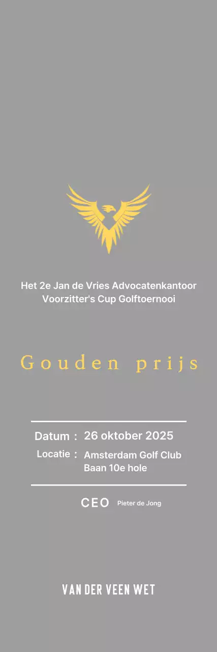 Nette golftoernooi plaquette met een adelaar