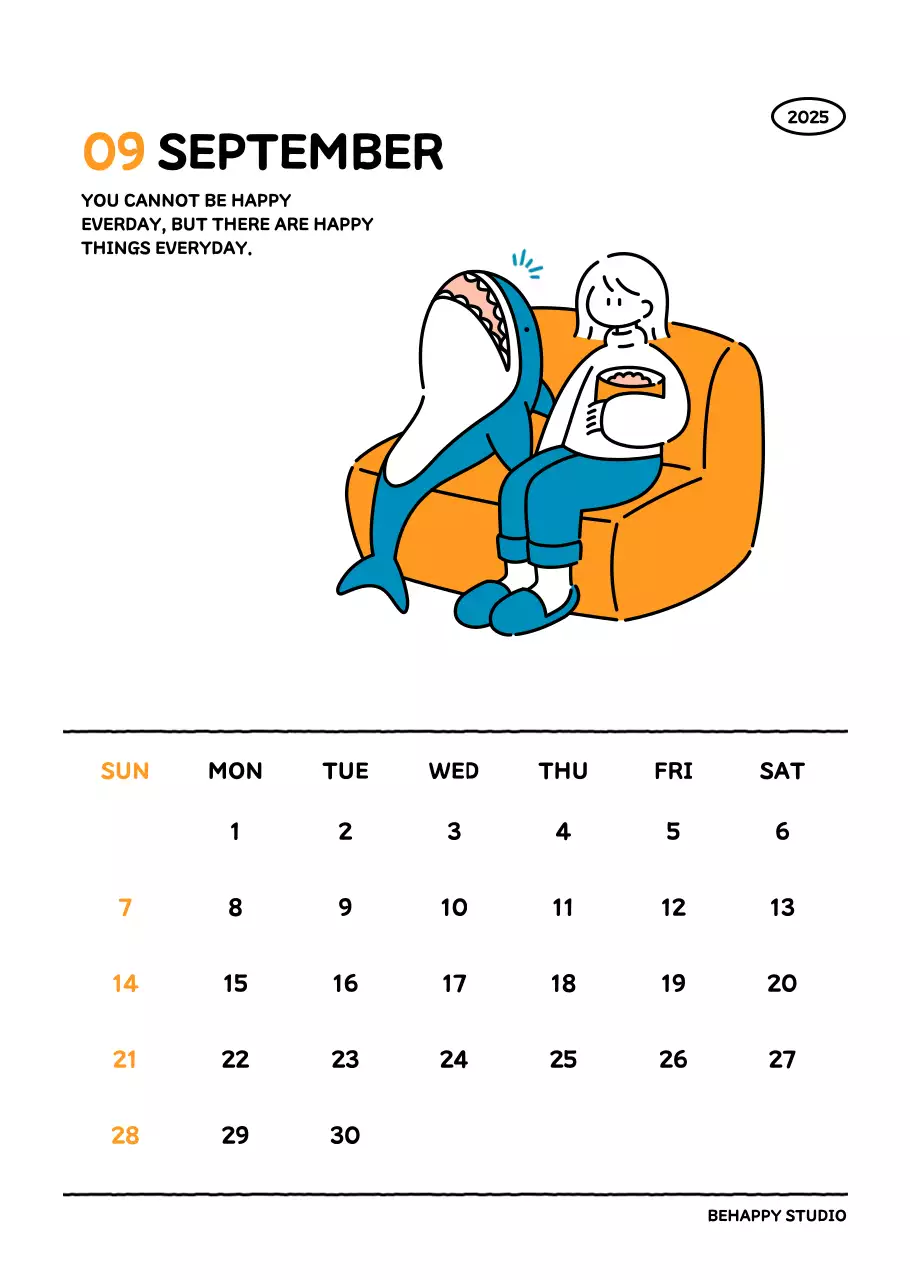 아기자기한 선 스타일의 일러스트 달력 캘린더