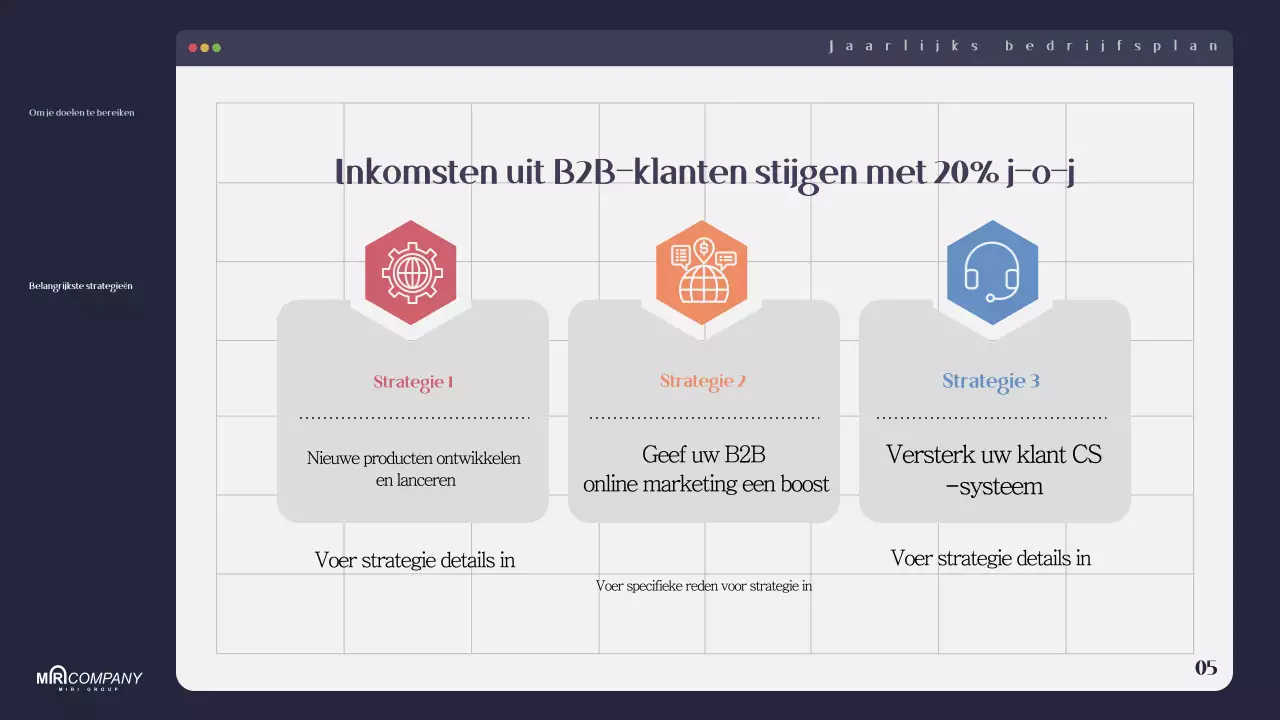 Een marineblauw modern ondernemingsplan plannen