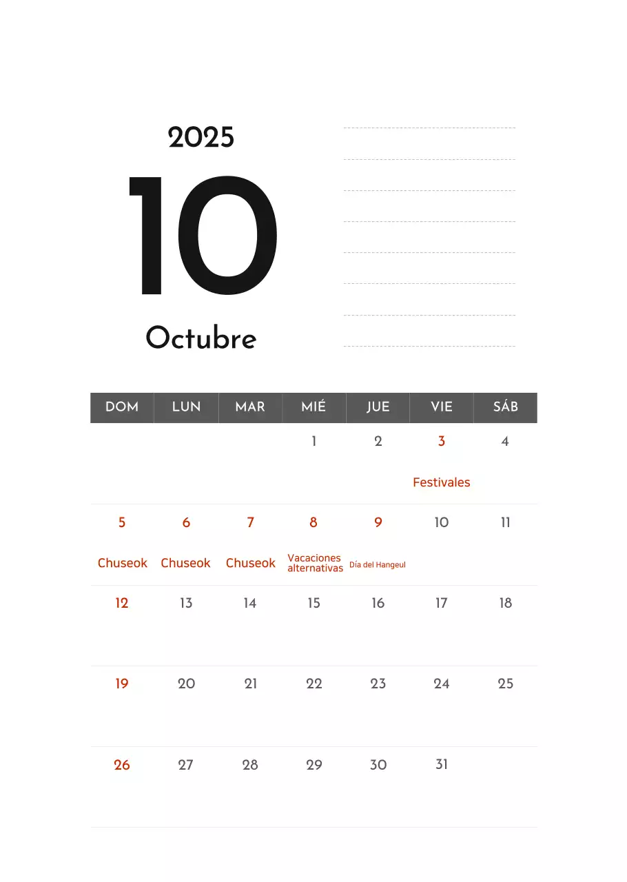 Calendario de empresa Grey Simple
