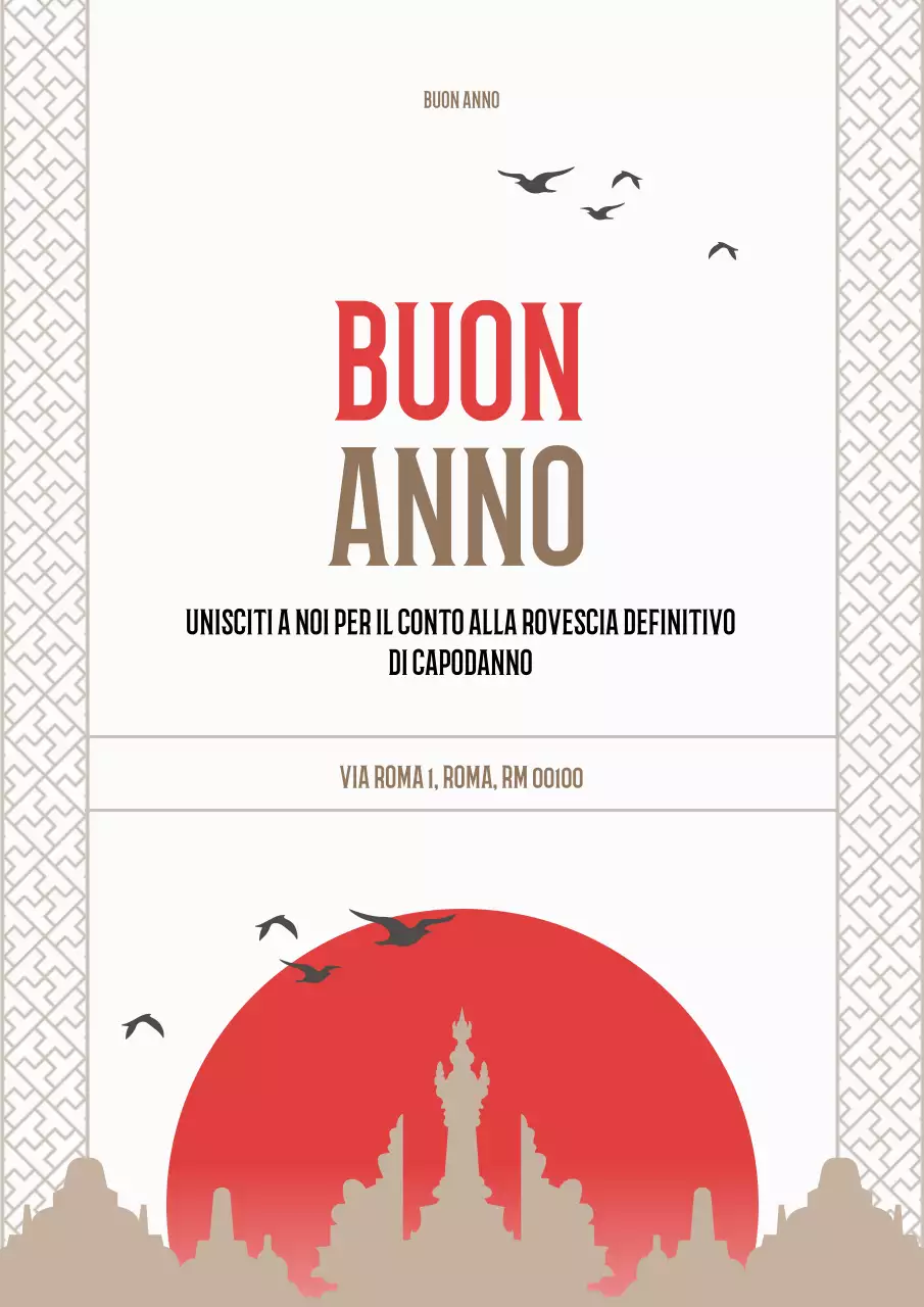 biglietto di capodanno rosso culturale indonesiano