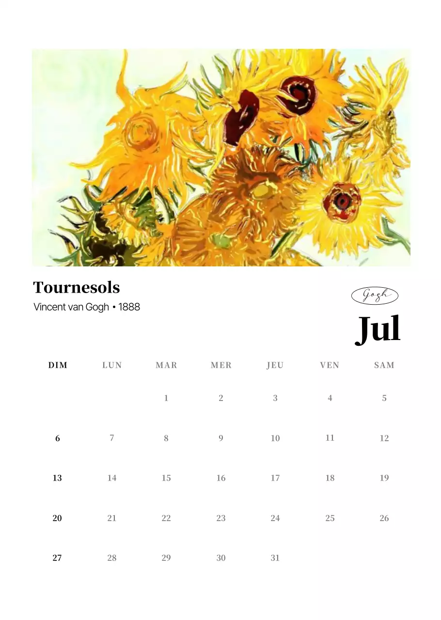 Calendrier de l'art classique