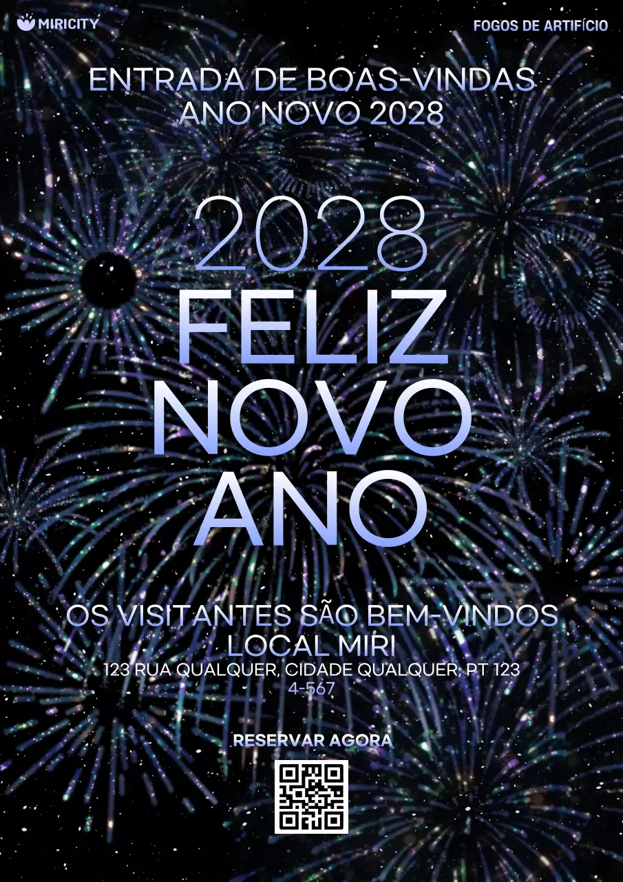 convite de ano novo moderno preto