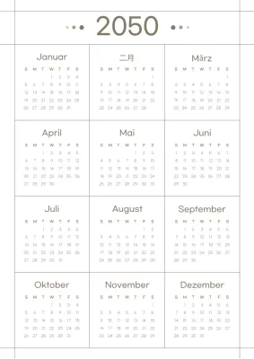 Sauberer Rasterkalender in Braun und Weiß