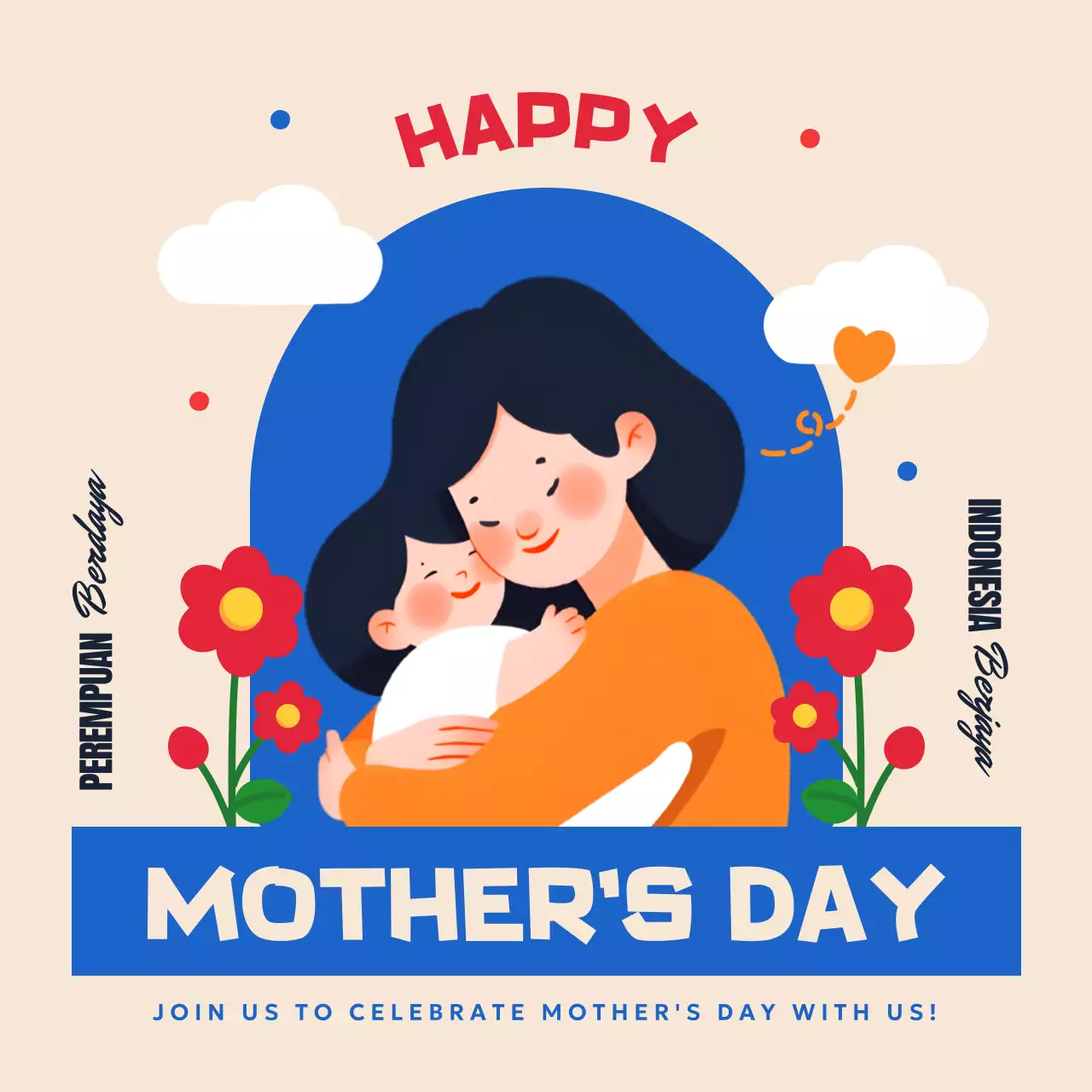 Beige Simple Mother's Day Announcement Social Media Post