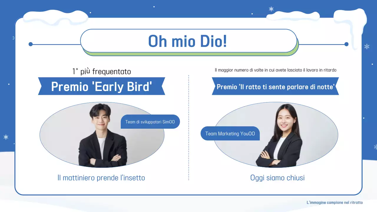 Un annuncio di fine anno in blu e rosa