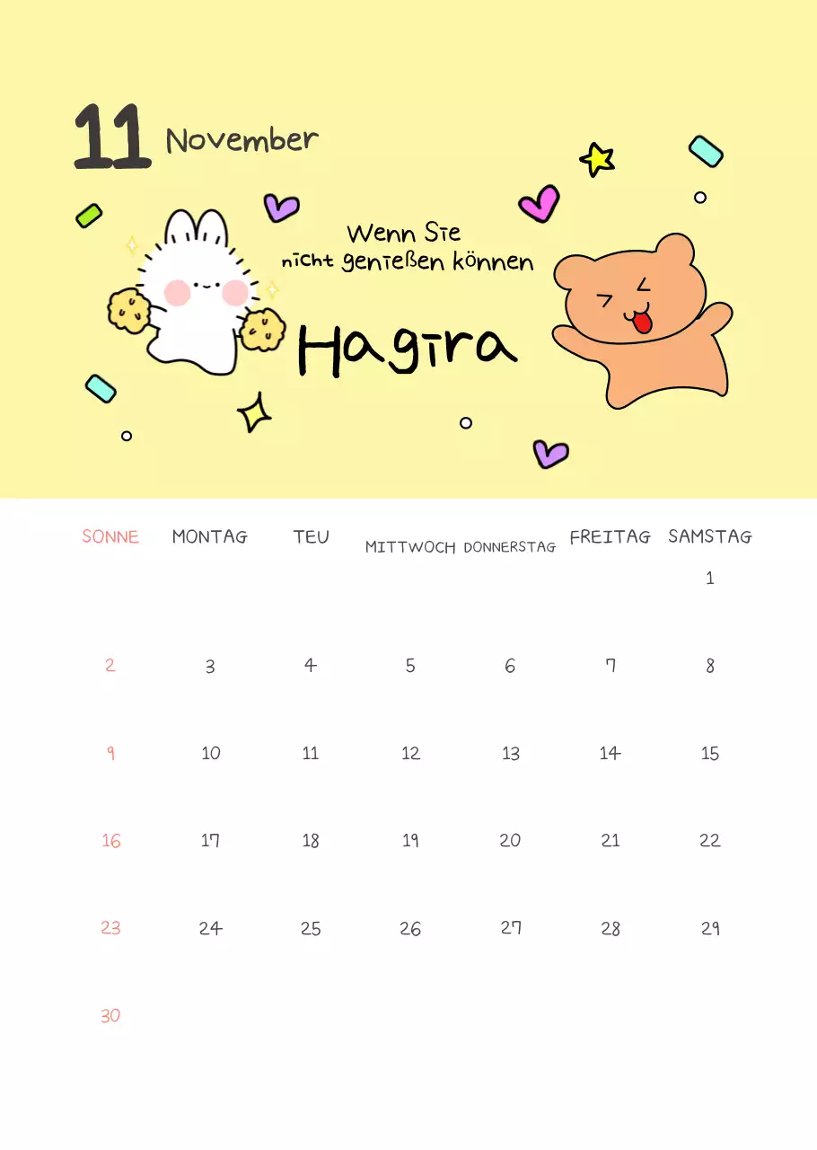 Gelber einfacher Büroangestellter Quetschkalender