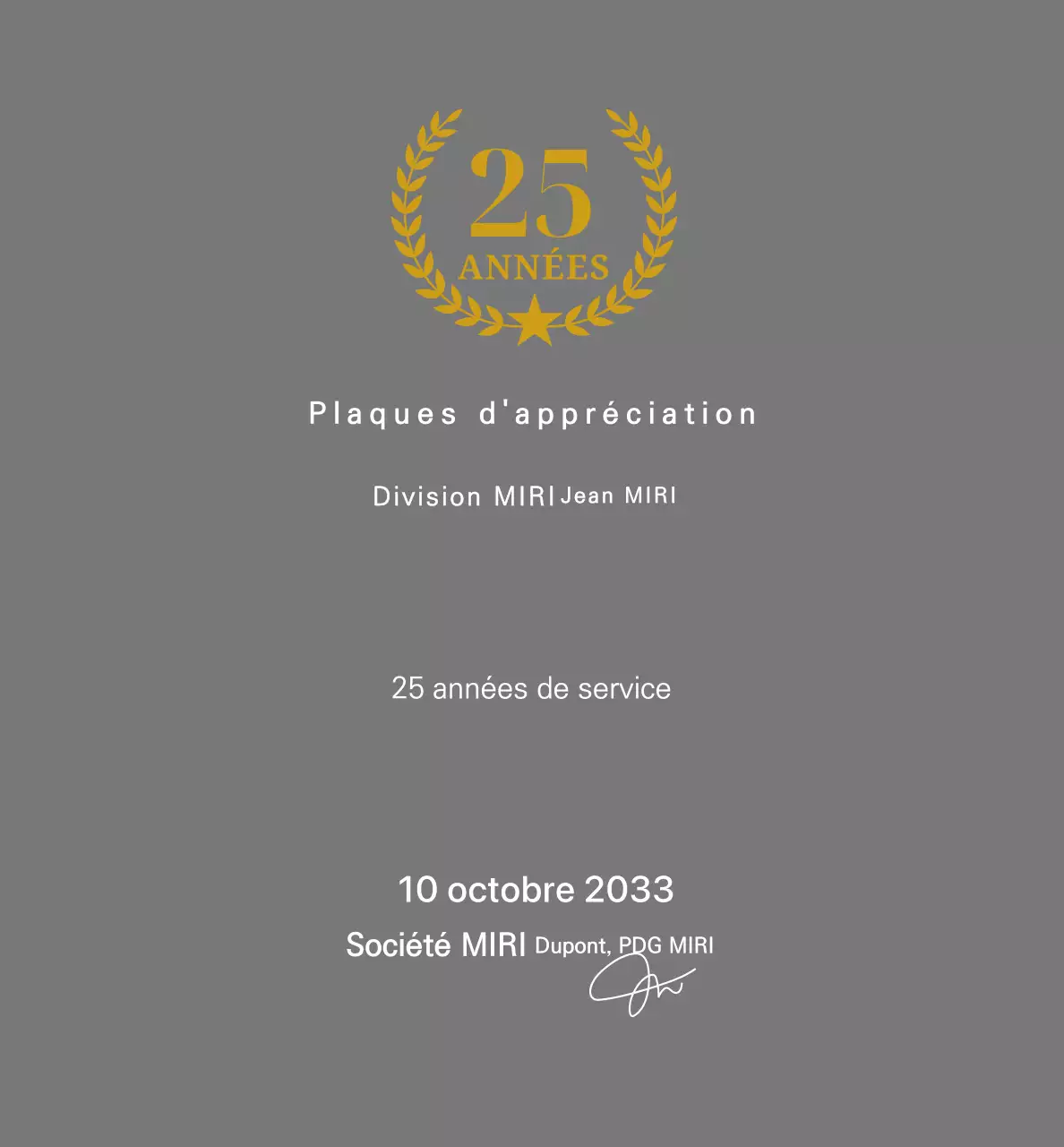 Plaque d'appréciation classique grise