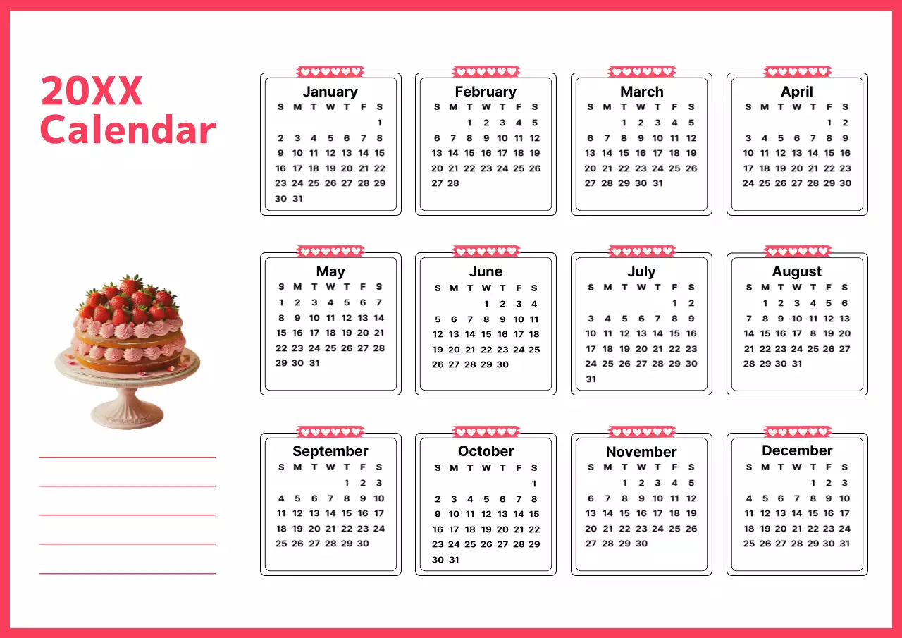 ピンク かわいい カレンダー 予定表 ポスター