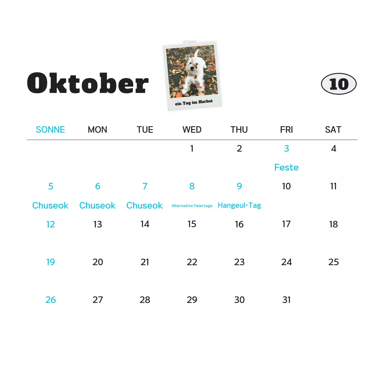 Weißer sauberer Haustier-Fotokalender