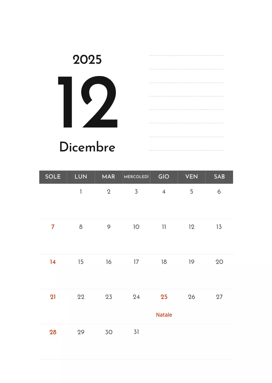 Calendario aziendale semplice grigio
